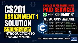 CS201 Assignment 1 Solution Spring 2026 | 100% Correct by Vu Bright Sparks