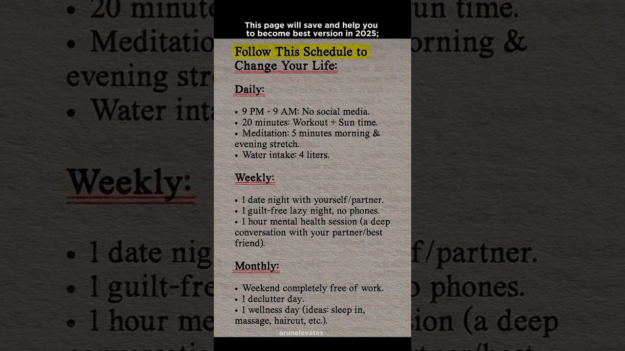 "Follow this schedule to change your life;|| 