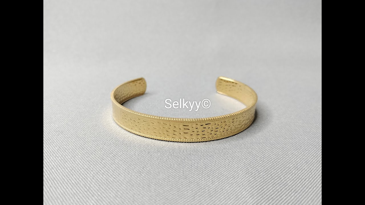 Bracelet Demi-Jonc martelé en Acier Inoxydable doré