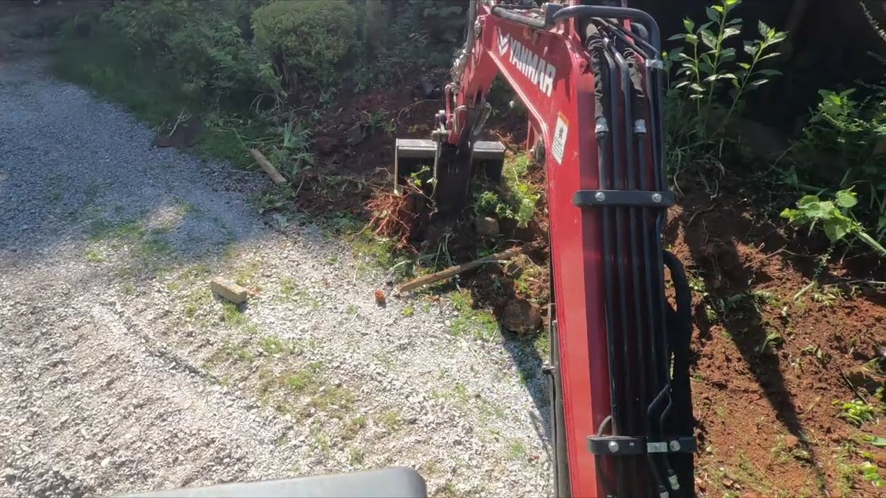 Transforming an Overgrown Flower Bed  Satisfying Cleanup with the Yanmar SV40 and Mongo Tilt Bucket!