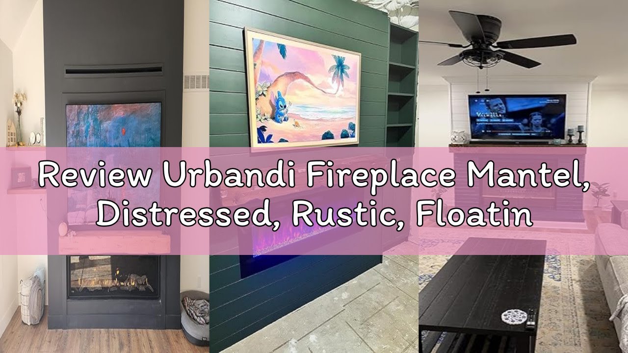 Review Urbandi Fireplace Mantel, Distressed, Rustic, Floating Shelf, Modern, Real Wood. (60Lx6Hx8D,