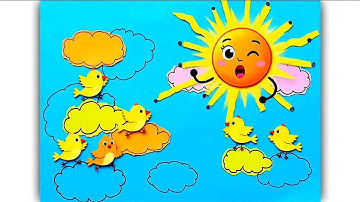 Ông nặt trời và những đám mây/Mĩ thuật lớp 1/tranh xé dán ông mặt trời/@emvesacmau 