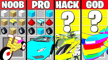 Minecraft Battle VEHICLE COMPILATION CRAFTING CHALLENGE NOOB vs PRO vs HACKER vs GOD Funny Animation
