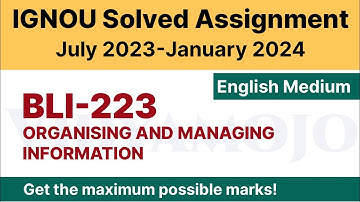 IGNOU BLI 223 Solved Assignment 2023-24 PDF Download | English Medium | Vidyamojo