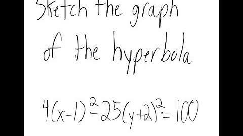 Hyperbolas: Graph the hyperbola 4(x-1)^2 - 25(y+2)^2 = 100
