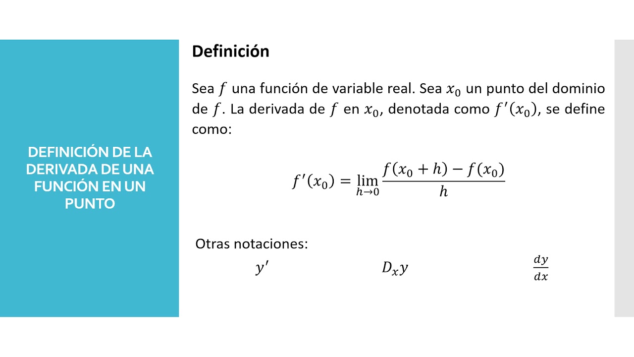 V01 DEFINICIÓN DE LA DERIVADA YouTube
