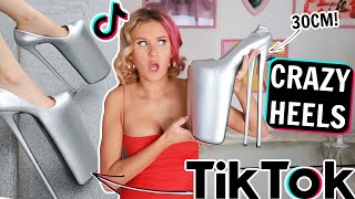 Trying more VIRAL CRAZY HIGH HEELS TikTok made me buy...wtf are those!?