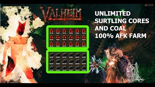 VALHEIM - 100% AFK AND SAFE MOB FARM - BUILD TUTORIAL - INFINITE SURTLING CORES AND COAL