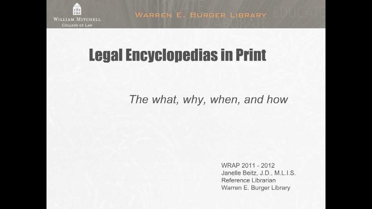 2011 Legal Encyclopedias Tutorial YouTube