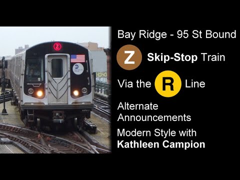 Alternate Z Train to Bay Ridge - 95 St via R line Announcements - YouTube