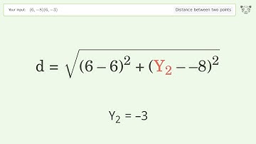 Find the distance between two points p1 (6,-8) and p2 (6,-3): Step-by-Step Video Solution