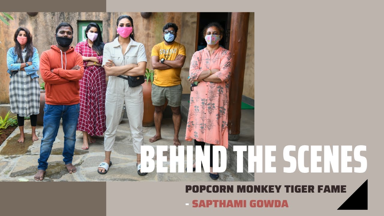 BTS of the photoshoot with Popcorn Monkey Tiger Fame Sapthami Gowda