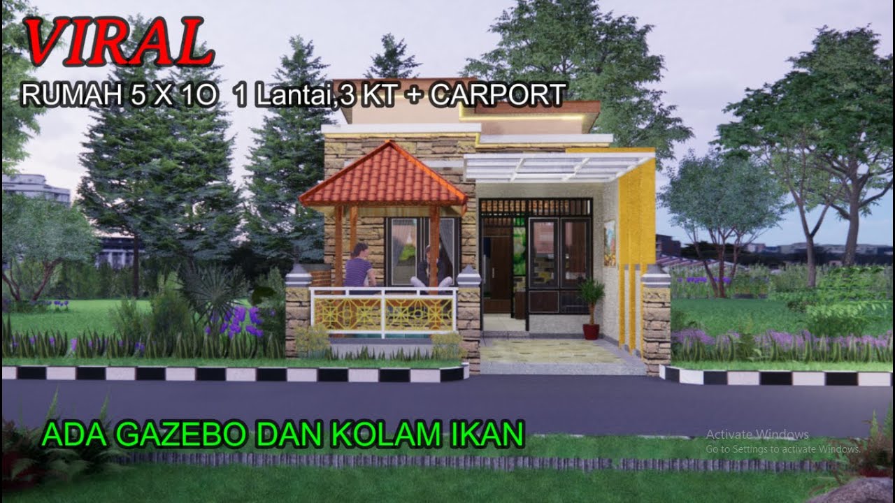 RUMAH 5 X 10 1 LANTAI 3 KAMAR TIDUR, CARPORT PLUS GAZEBO
