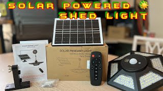 Solar Shed light, garage light, indoor/ outdoor unbox and review