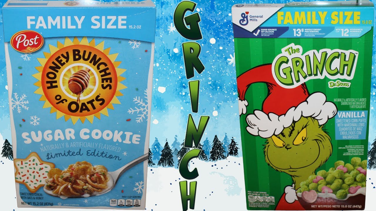 Печенье с медом, овсяные хлопья, сахарное печенье и ванильные хлопья от General Mills «Гринч» и «...