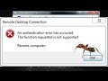 an authentication error has occurred the function requested is not supported