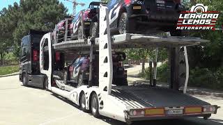 WRC Rally de Portugal 2024 | Rally 1 Toyota & Hyundai cars into Trucks on the way to Coimbra