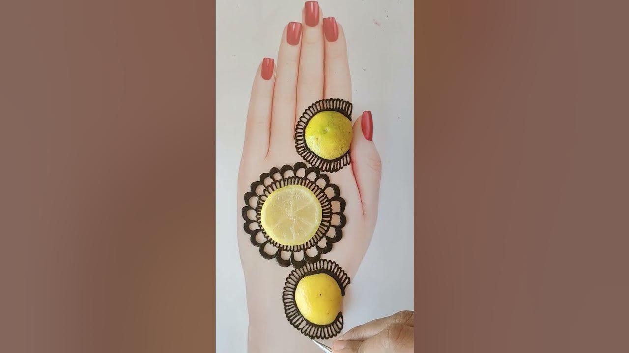 Yellow lemon mehndi design for back hand trick mehndi %23shorts ...