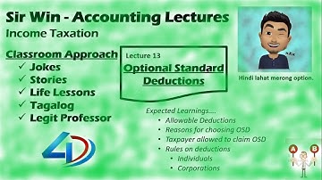 Lecture 13: Optional Standard Deductions. Allowable Deductions. [Income Taxation]