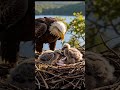 White tailed eagle feeding in its nest
