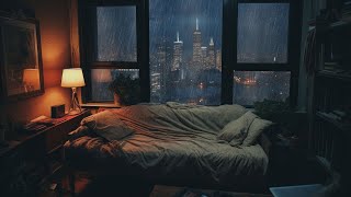 Rain Sounds For Sleeping - Rainy Night in Cozy Room Ambience with Soft Piano Music, Heavy Rain #2