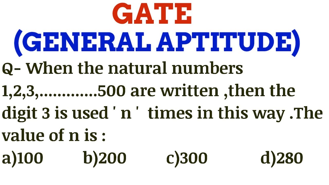 GATE ( GENERAL APTITUDE ) PRACTICE QUESTION FOR ALL BRANCHES - YouTube
