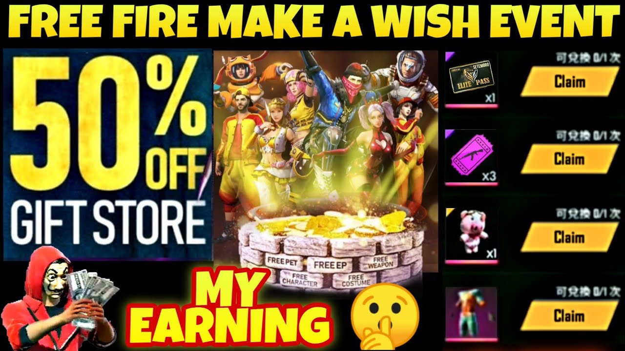 Free Fire Make A Wish Event 50 Off On Gift Store Free Elite Pass Free Fire New Event 2020