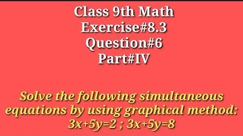 Solution of simultaneous equations by graphical method || 3x+5y=2 ; 3x+5y=0 || Qazi Math Academy