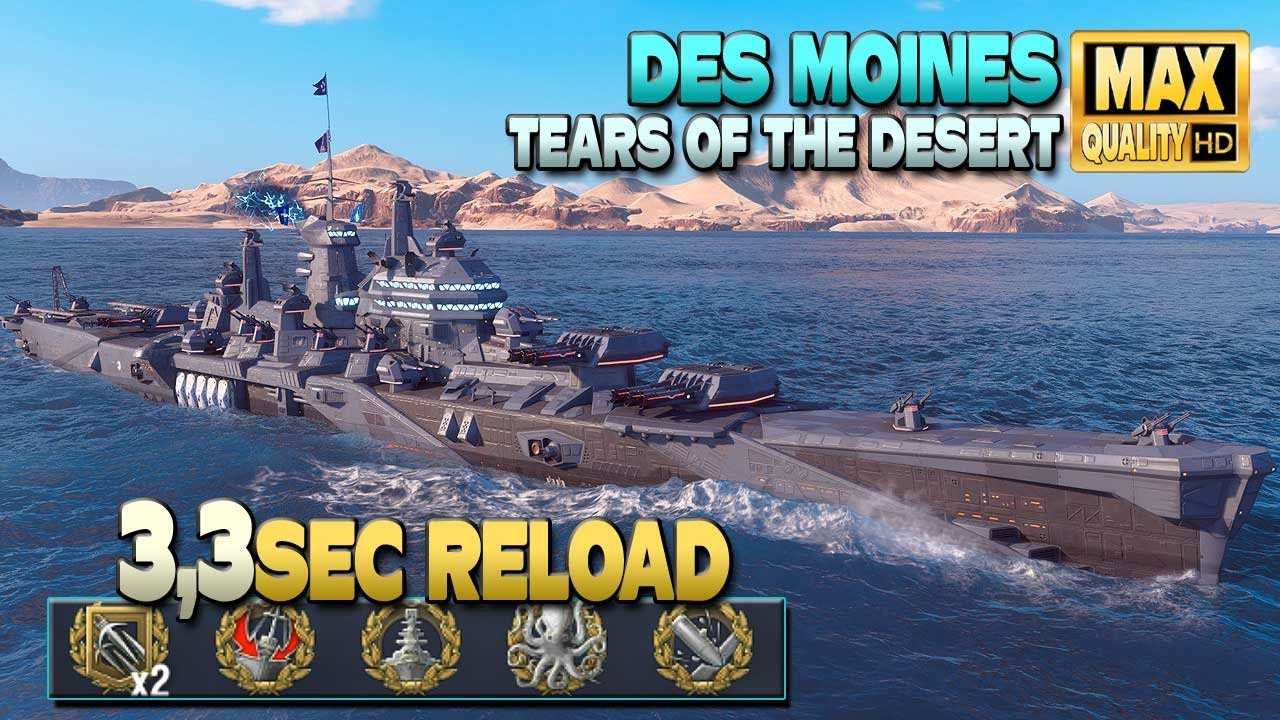 Cruiser Des Moines reaches 3,3sec reload time World of Warships YouTube