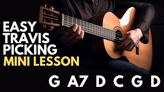 Easy Travis Picking Exercise #4 for Beginners - Developing Fingerstyle Blues