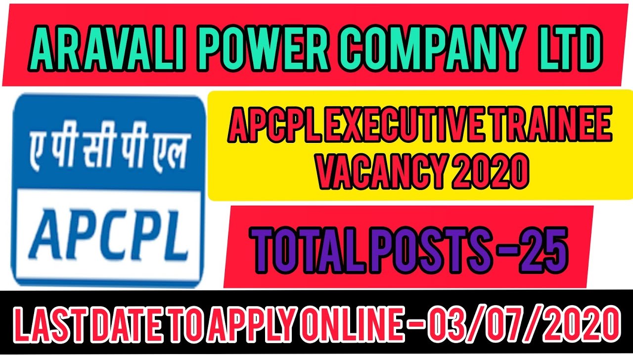 Aravali Power Company Pvt. Ltd Recruitment 2020#APCPL Executive ...