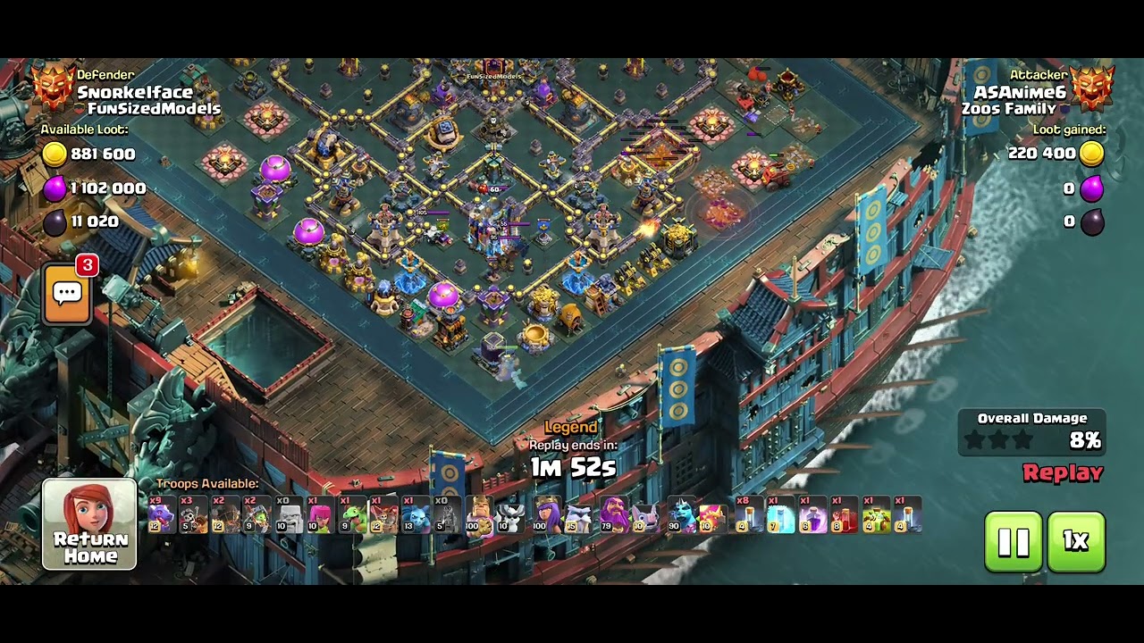 COC. TH18 legend modifier 3 stars attack. Dragon hydra with totems after update.