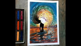 Beautiful scenery drawing | Easy Soft Pastel Drawing For Beginners | Step By Step screenshot 2