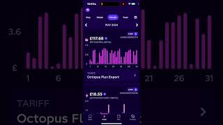 Octopus flux energy export with solar panels and battery on iPhone app