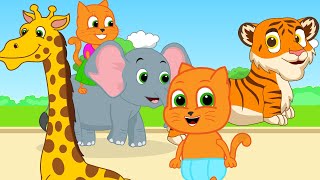 Cats Family in English  Runaway Zoo Cartoon for Kids