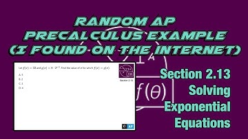 AP Precalculus Section 2.13 Example: Use Logarithms to Find When Two Exponential Functions Are Equal