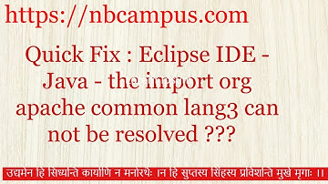 How to solve "the import org.apache .common.lang3 can not be resolved" in Eclipse Java IDE