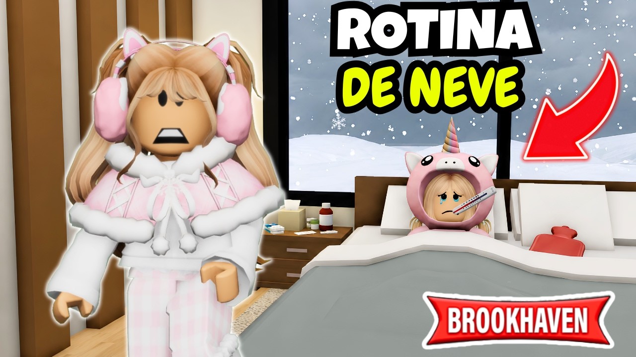 ROTINA DE UM DIA DE NEVE ❄️ *baby passou mal 🤒 | Brookhaven 🏠
