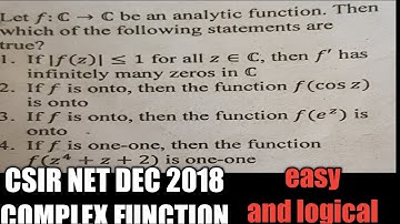 CSIR NET DEC 2018|| COMPLEX ANALYSIS