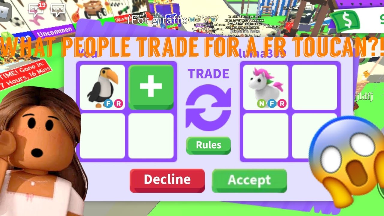 what people trade for a fr toucan Roblox Adopt me YouTube