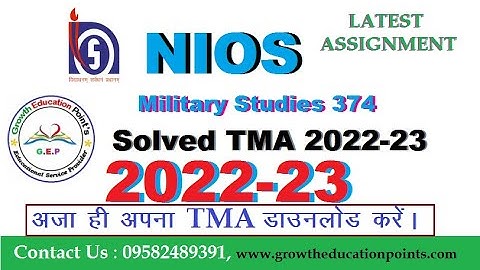 Military Studies 374 Nios Solved Assignment 2022-23 | Nios Solved TMA pdf 2023