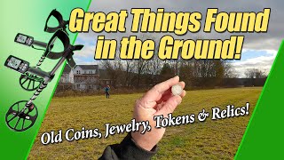 Metal Detecting Fantastic Old Coins, Jewelry, Tokens and Relics in this Field! #DiggenSundays