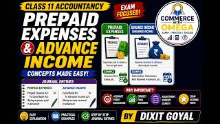 Prepaid Expenses &amp; Advance Income Explained | Class 11 Accountancy | Journal Entries | Dixit Goyal