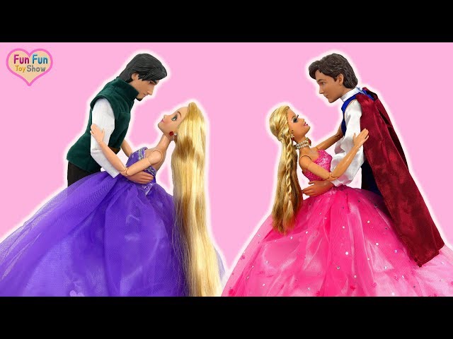 Rapunzel Elsa Barbie Castle One Morning-Princess dolls Ball Dance Putri Barbie Kastil Festa de dança class=