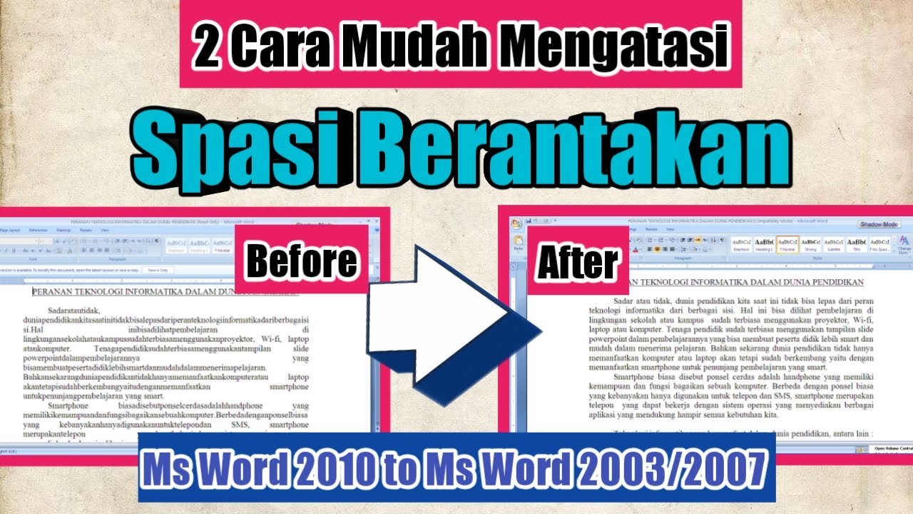 Cara Mengatasi Spasi Berantakan | Word 2010 dibuka pada Word 2003-2007