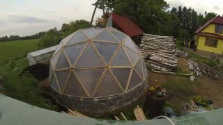 Geodesic dome greenhouse building time lapse