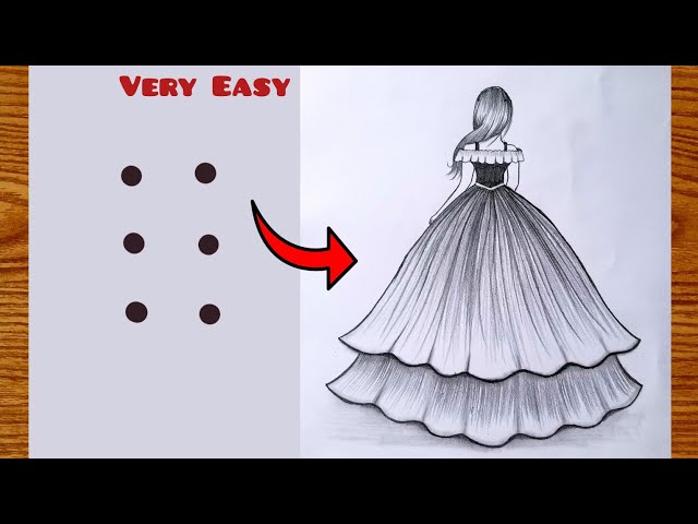 how to draw beautiful girl wearing long dress | Beautiful girl drawing,  Easy drawings, Pencil drawing images