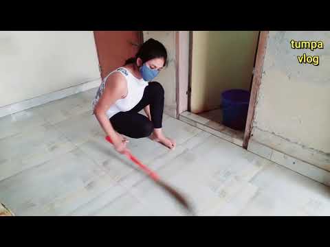 Tumpa vlog The Desi  girl floor cleaning by hand   to hand  Desi girl work at home HD