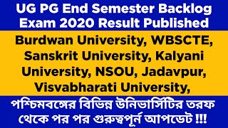 Backlog Exam, Result Update : Burdwan University, Kalyani University, NSOU, WBSCTE, Jadavpur, CU, WB