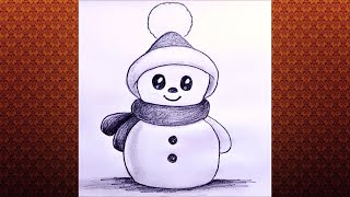 Cómo dibujar un Muñeco de Nieve / Dibujo navideño sencillo y fácil
